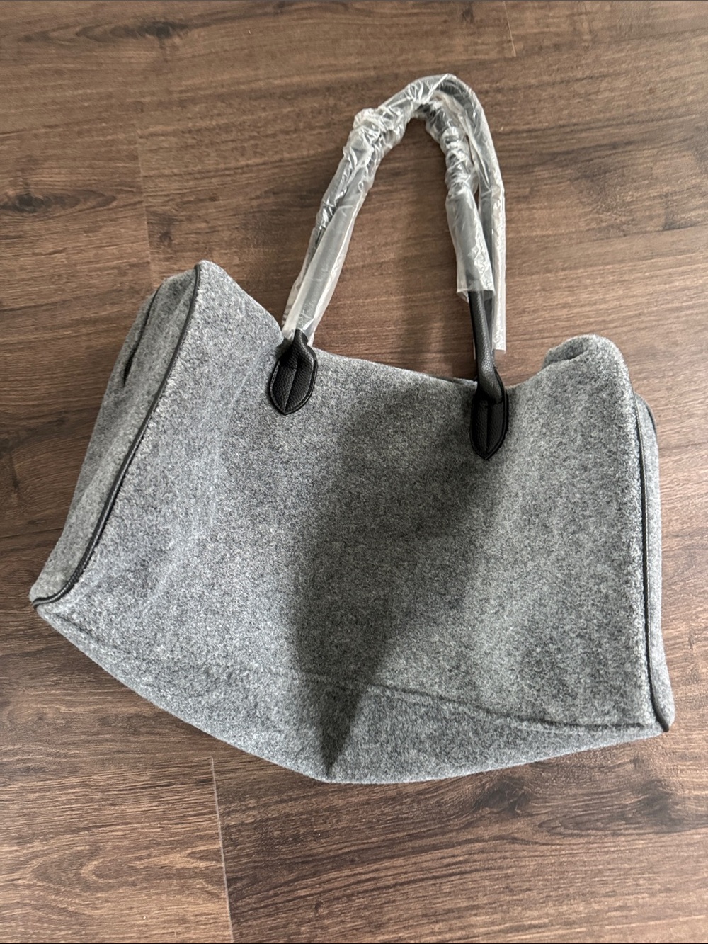 Grey Felt Tote Handbag - Classic Women's Bag